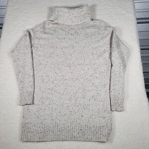 Athleta Womens Wool Cashmere Blend Speckled Cowl neck Tunic Sweater Cream Small
